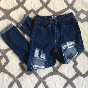 Distressed High-Waisted Boyfriend Jeans